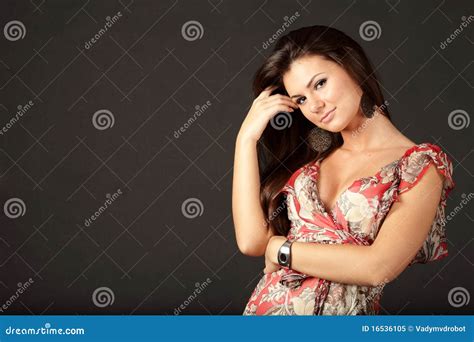 Beautiful Brunette Woman With Earrings Stock Image Image Of Neck