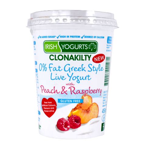 Irish Yogurts Clonakilty 0 Fat Greek Style Live Yogurt With Peach