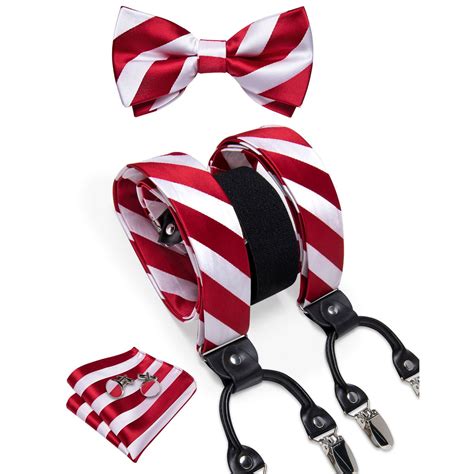 Red and White Striped Bow Tie and Suspenders Set – Sophisticated Gentlemen