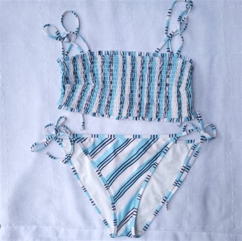 Lemlem Swim Lemlem X Hm Blue And White Striped Bikini Set Poshmark