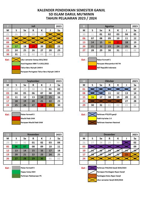 Kalender Pendidikan Semester Ganjil Tahun Pelajaran