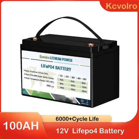 Kcvolro New 12V 100Ah LiFePO4 Lithium Iron Phosphate Battery 12V