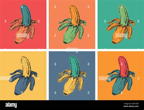 Set Bananas Vector Illustration Pop Art Style Set Bananas Vector