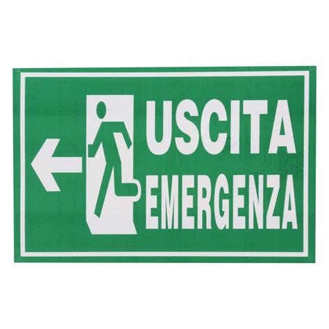 Cartello Segnaletico Uscita Emergenza Freccia Sinistra X Cm