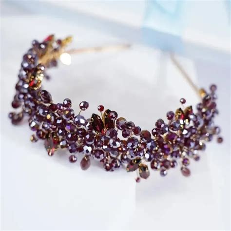 Handgemachte Hochzeit Braut Luxus Wein Rot Strass Diademe Und Kronen