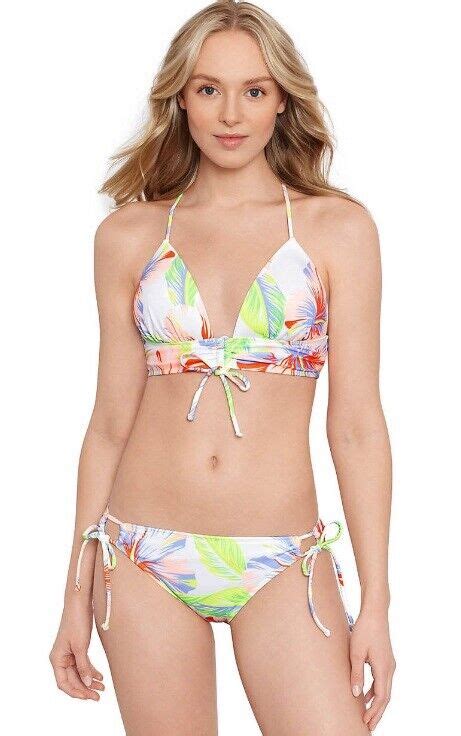 Salt Cove Juniors HIBISCUS GARDEN Molded Push Up Bikini Swim Top US