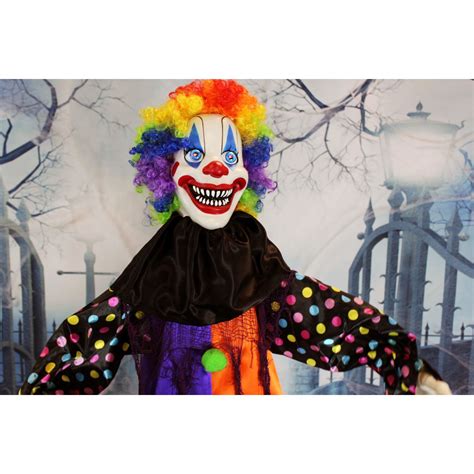 Haunted Hill Farm Life Size Animatronic Clown Indoor Outdoor Halloween Decoration Flashing