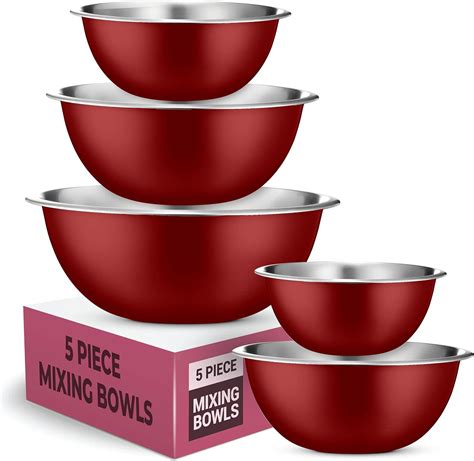 Finedine Stainless Steel Mixing Bowls Set Of 5 Stainless Steel Mixing