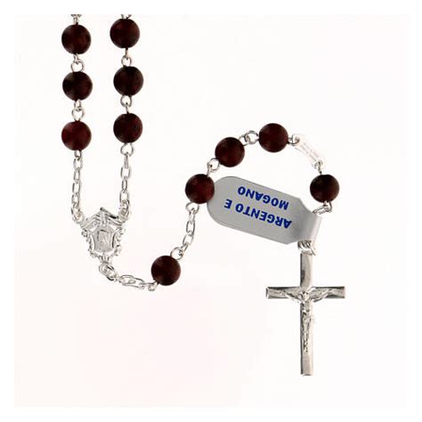 Chapelet Bois D Acajou Grains Mm Argent Croix Moderne Vente En