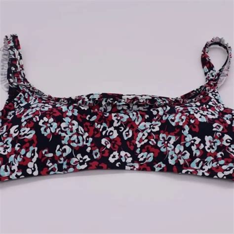 Tommy Hilfiger Bikini Top Womens Large Hamilton Floral Ruffle Bralette