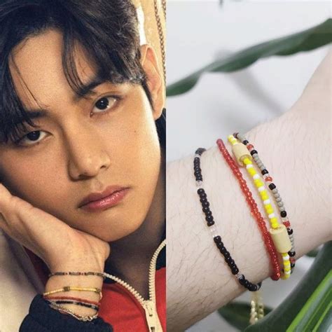 Beaded Bracelet Bts V Kim Taehyung Inspired Korean Beads Set Etsy Beaded Bracelets Beaded