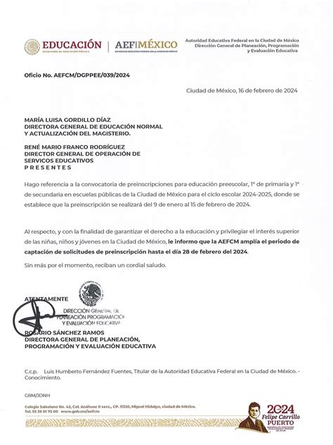 Secundaria Técnica 116 Turno Vespertino Comunicado