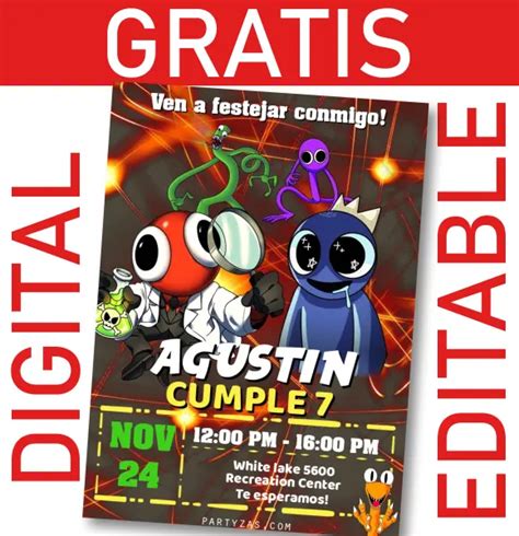 Gratis Invitaci N Rainbow Friends Editable Y Personalizable