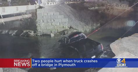 2 Hurt After Truck Crashes Off Bridge In Plymouth Cbs Boston