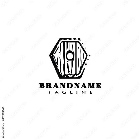 barbarian shield cute logo icon design template black vector illustration Stock Vector | Adobe Stock