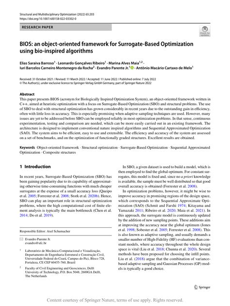 BIOS An Object Oriented Framework For Surrogate Based Optimization