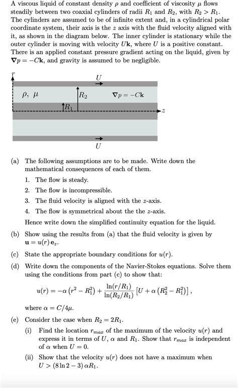 Solved A viscous liquid of constant density ρ and Chegg