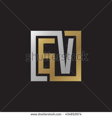 Gv Initial Letters Looping Linked Square Elegant Logo Golden Silver