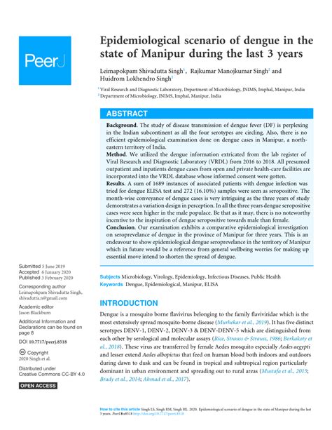 Pdf Distributed Under Creative Commons Cc By 40 Epidemiological Scenario Of Dengue In The