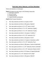 Molar Mass Moles Molecules Grams Worksheet Pdf Molar Mass Moles