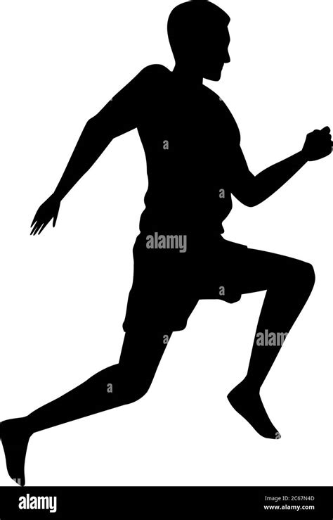 Silhouette Of Athletic Man Running Vector Illustration Design Stock