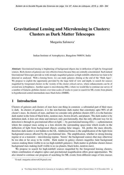 Pdf Gravitational Lensing And Microlensing In Clusters Clusters As