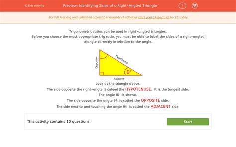 Identifying Sides Of A Right Angled Triangle Worksheet EdPlace