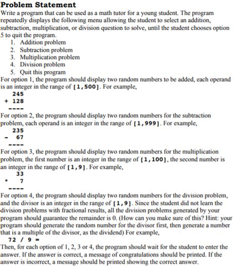 Solved Problem Statement Write A Program That Can Be Used