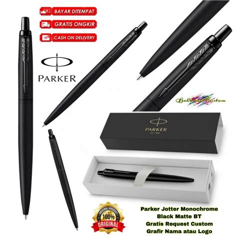 Jual PULPEN PARKER ORIGINAL JOTTER BLACK MONOCHROME MATTE BLACK TRIM