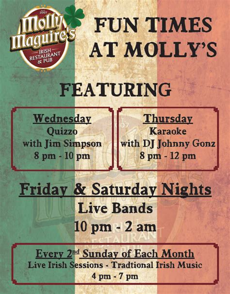 Features Molly Maguires Irish Restaurant And Pub