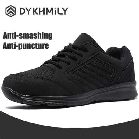 Dykhmily Mens Steel Toe Work Safety Shoes Lightwieght Breathable Anti