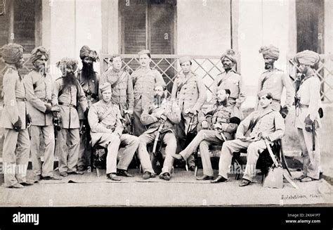 officers of a native Indian regiment, British army, India, photographed ...