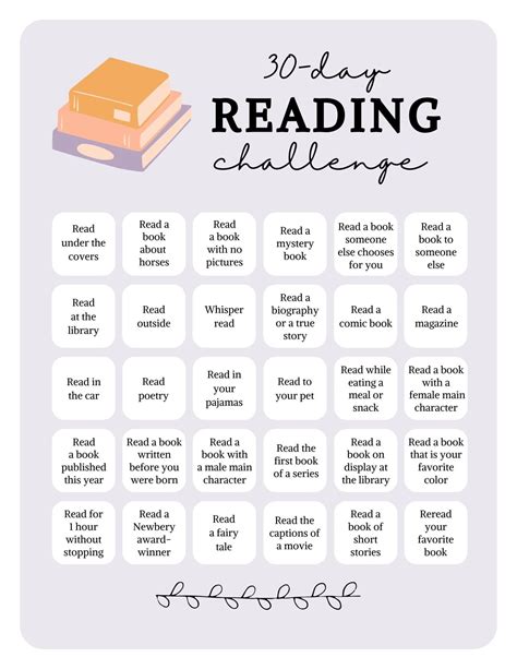 30 Day Reading Challenge Etsy