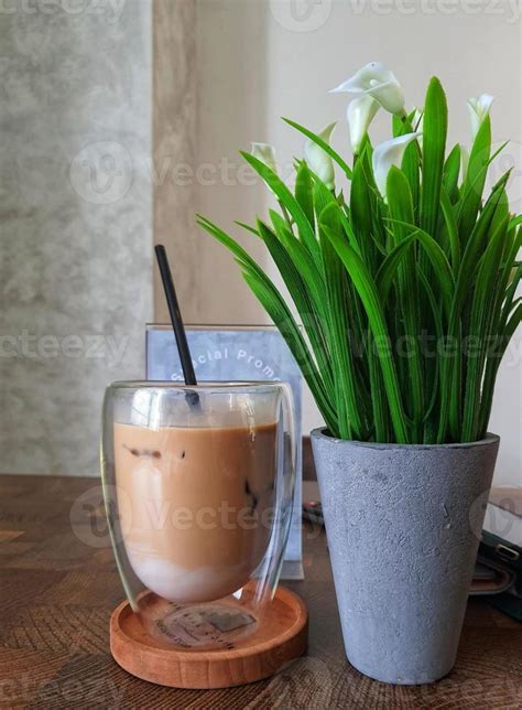 Glass Of Ice Salted Caramel Macchiato Stock Photo At Vecteezy