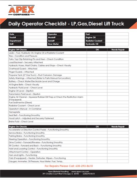 Electric Forklift Preventive Maintenance Checklist 55 Off