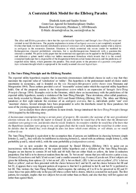 Pdf A Contextual Risk Model For The Ellsberg Paradox