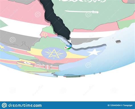 Djibouti Con La Bandera En El Globo Stock De Ilustraci N Ilustraci N