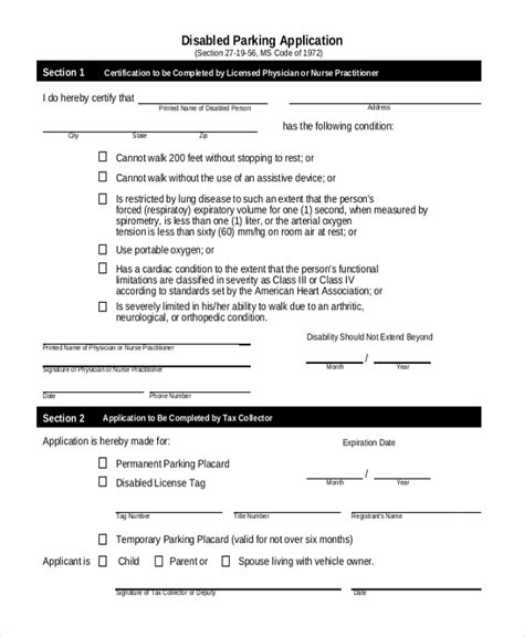 Free 9 Sample Disability Parking Forms In Pdf Word