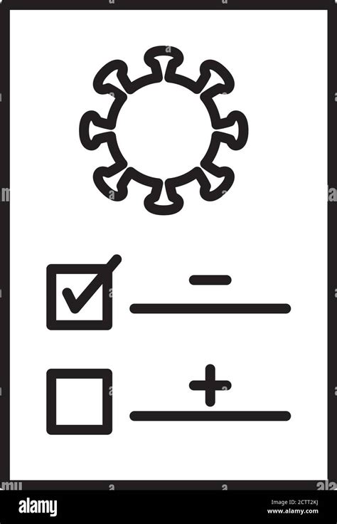 Covid Test Document Icon Over White Background Line Style Vector