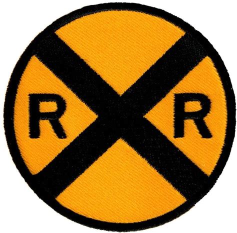 Railroad Crossing Road Sign Embroidered Patch Iron-On Train Railway RR ...