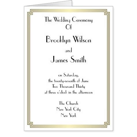 Great Gatsby Art Deco Gold White Wedding Programs Card Wedding