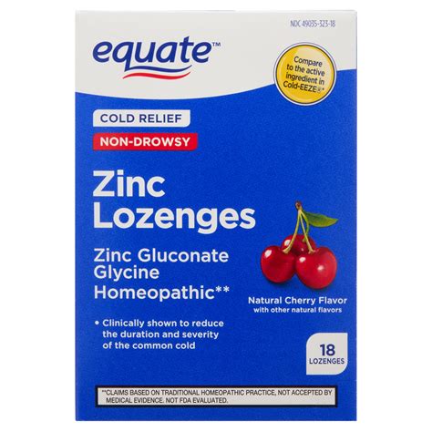 Equate Non Drowsy Cherry Zinc Lozenge 18 Count