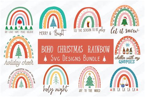 Boho Christmas Rainbow Svg Bundle Graphic By Bundle Trend Creative