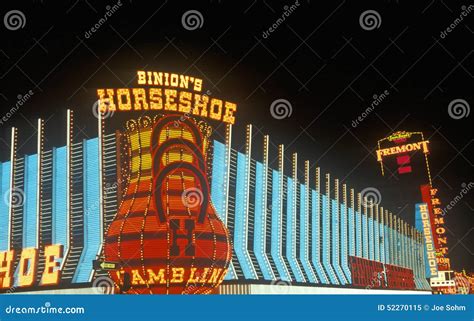 The Horseshoe Casino and Hotel at Night, Las Vegas, NV Editorial Image ...