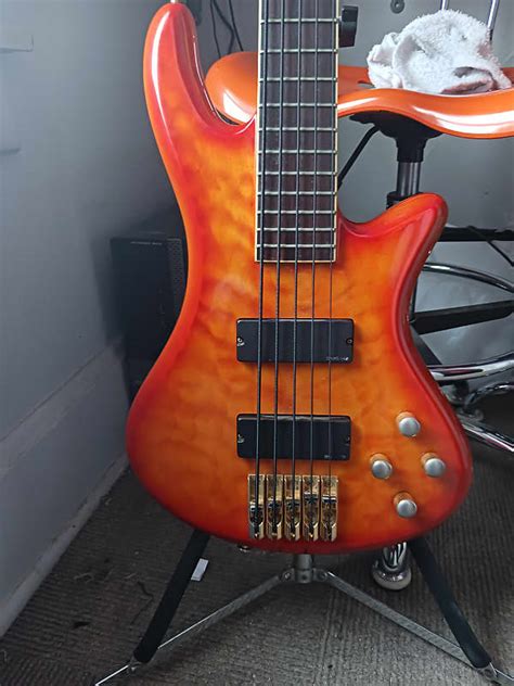 Schecter Elite 5 Active 5 String Bass Trans Orange Reverb