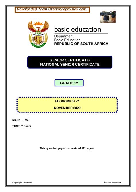 Economics Paper 2 November Exemplar Grade 1 7