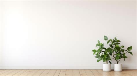 Premium Photo | Minimalist Staging Empty Room With Plants And White Wall