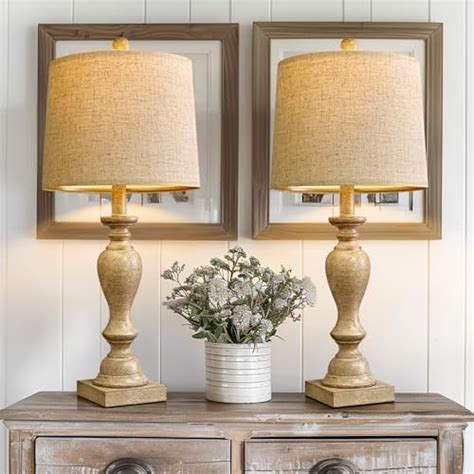 PORTRES 24 5 Farmhouse Table Lamp Set Of 2 For Bedroom Table Desk