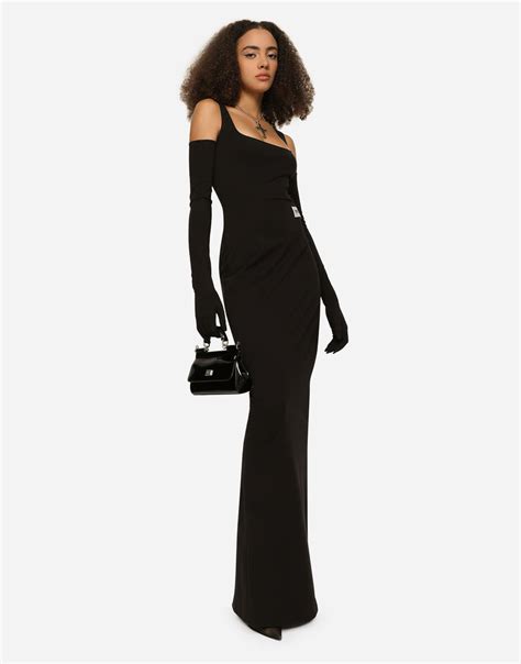 Kim Dolceandgabbana Long Jersey Milano Rib Dress In Black For Women