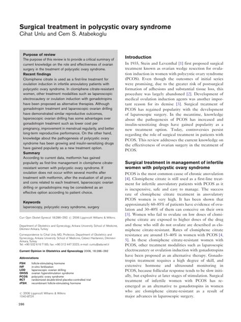 Surgical treatment in polycystic ovary syndrome | PDF | Polycystic ...